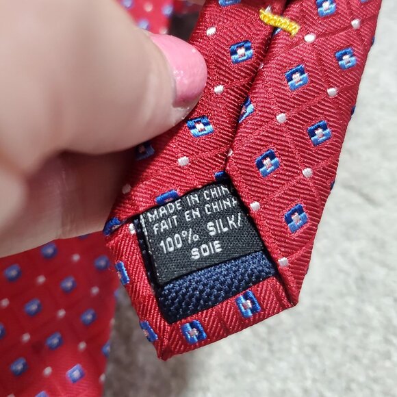 NAUTICA 100% Silk Neck Tie Necktie Geometric Office Red White Blue 3.25" x 59" - Picture 6 of 8